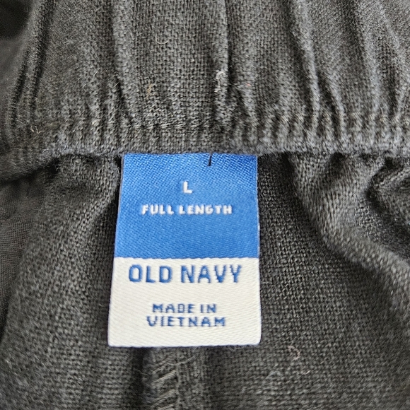 Old Navy Wide Straight Pants Linen Black Pleated Extra High Rise Trouser Large - Picture 3 of 6